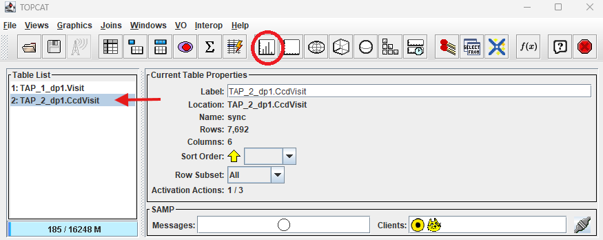 A screenshot of TOPCAT window.