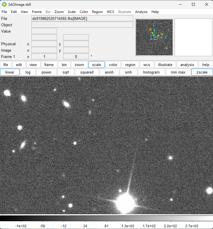 Click scale and zscale to view the image.