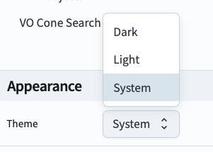 The appearance menu in the sidebar.