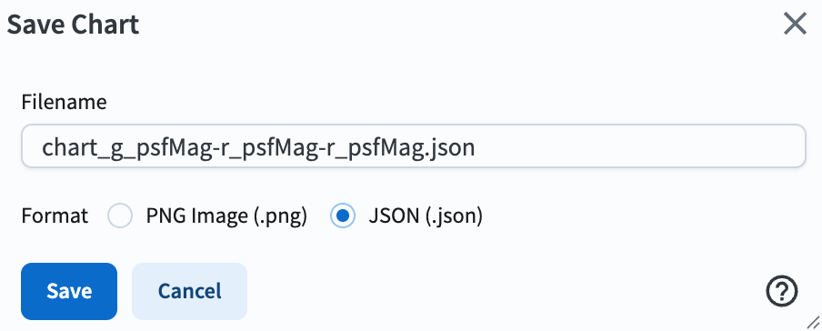 Screenshot demonstrating how to save the plot as a JSON file