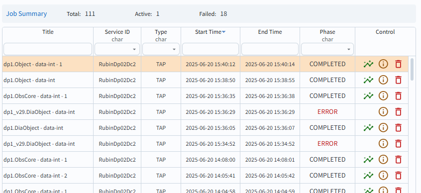 Job monitor screenshot.