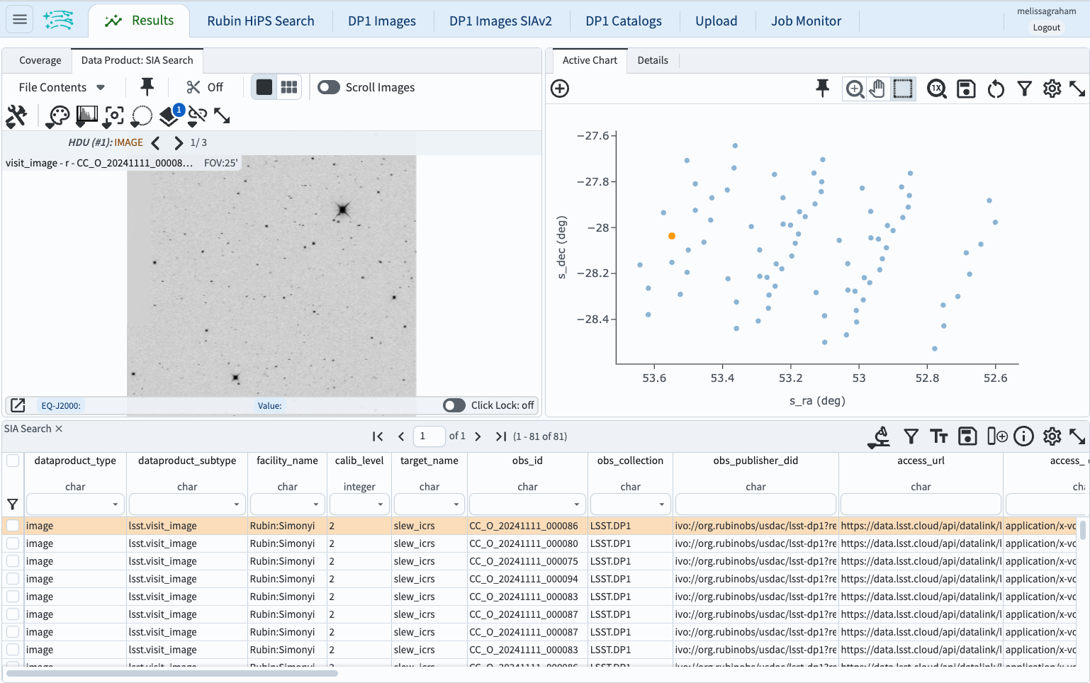 The image results interface.