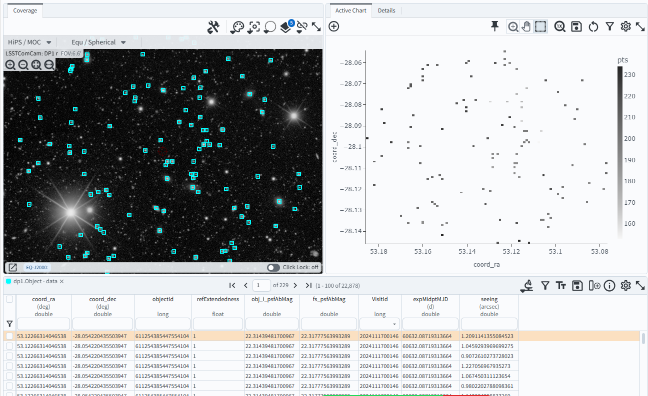 The Portal results tab for a three-table join.