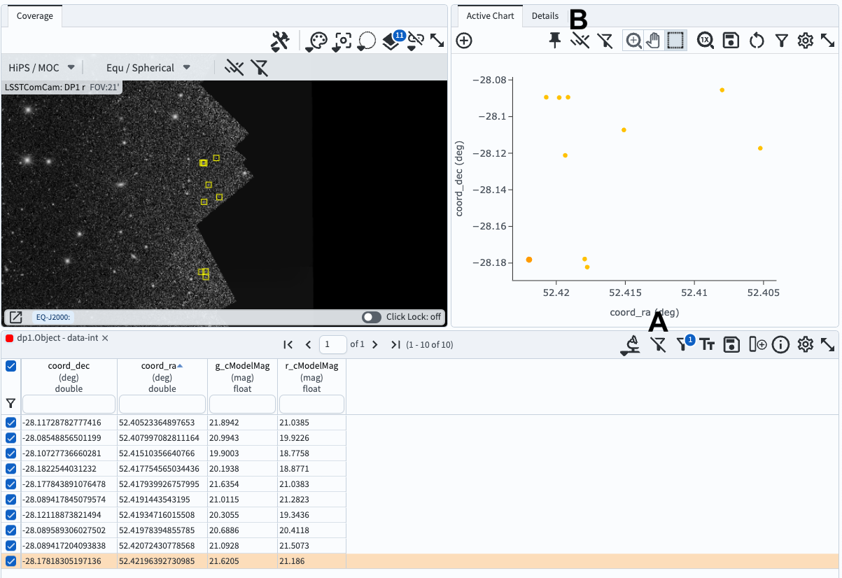 The full Results tab when 10 rows have been selected.