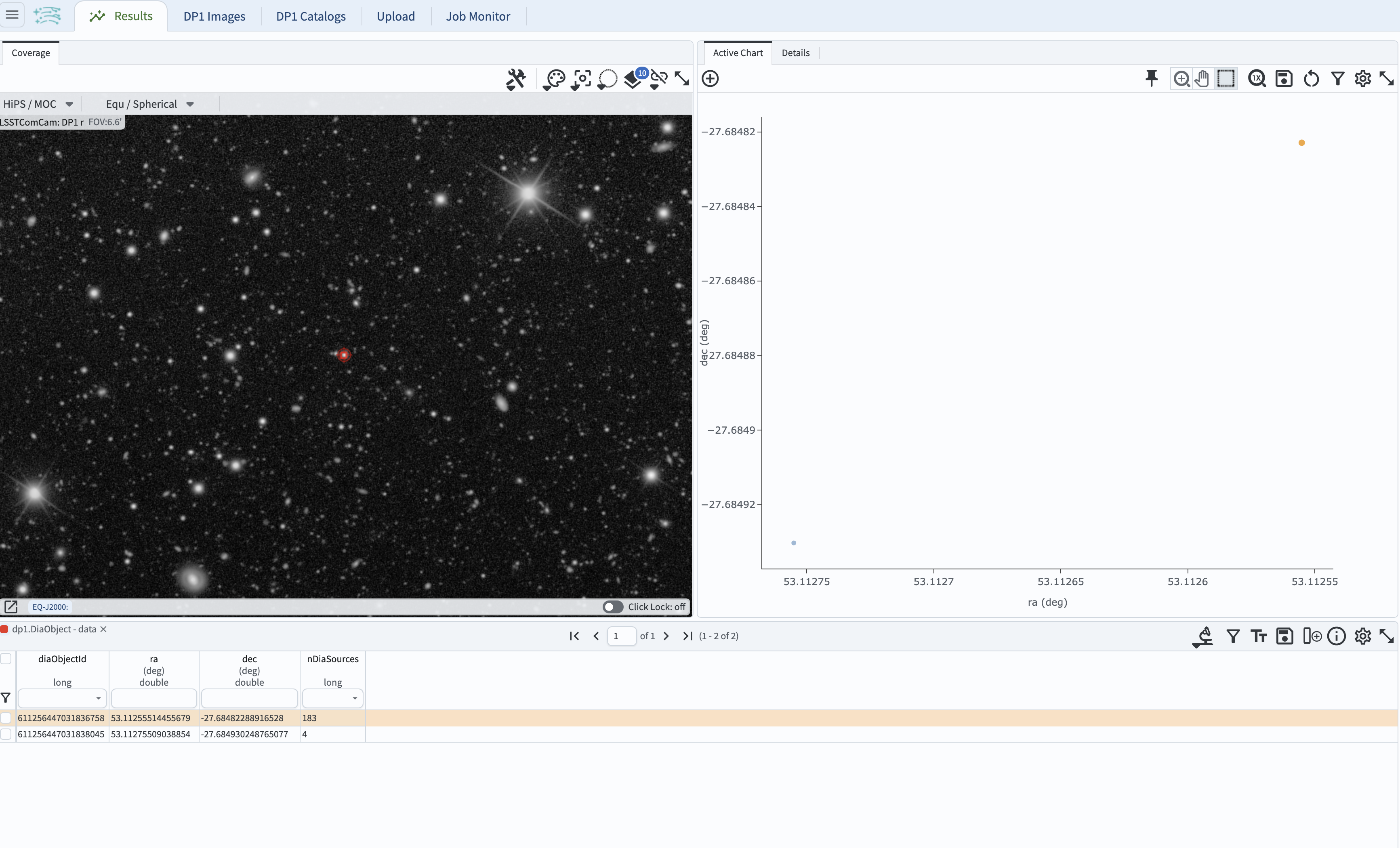 Default search results from a query.