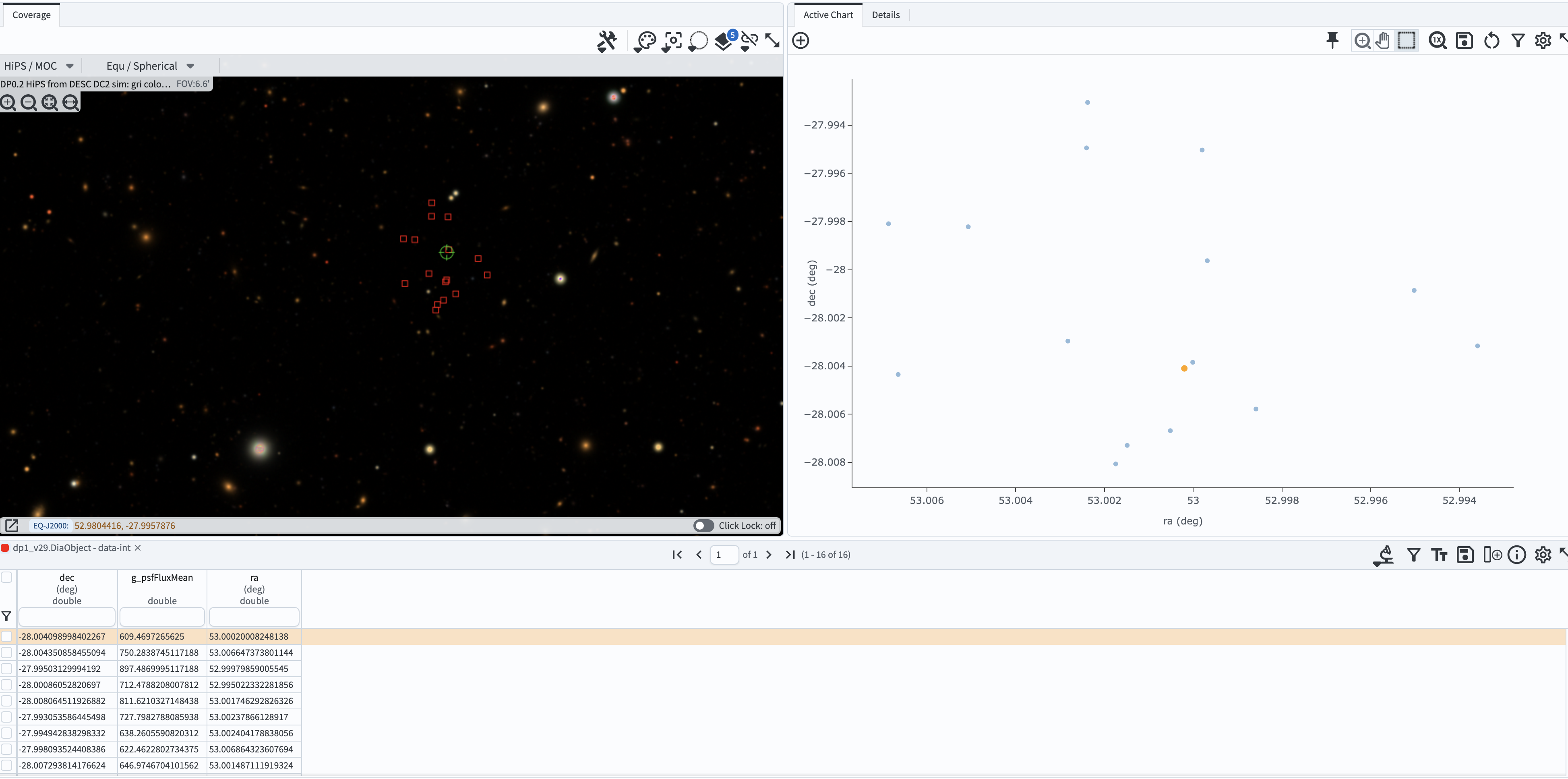 The screenshot with the results of your sample search.