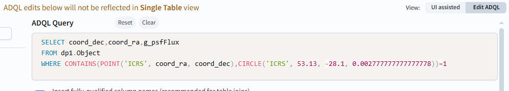 The Portal ADQL interfaceL.