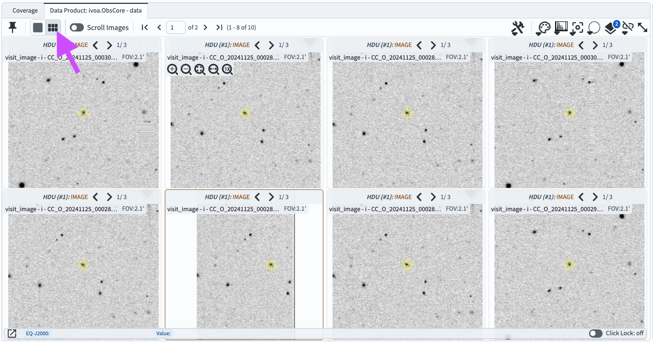 The screenshot showing the eight cutout centered on the selected coordinates.