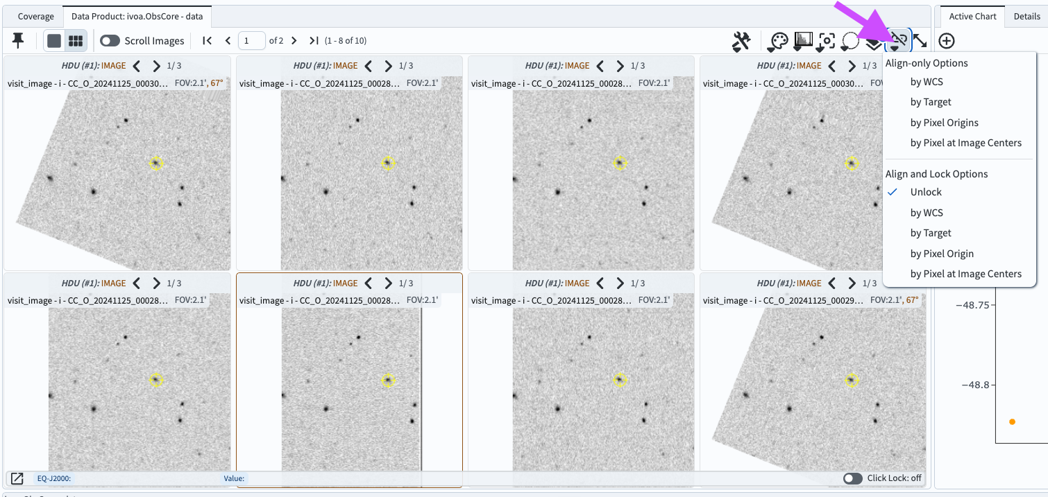 The screenshot showing the eight cutout centered on the selected coordinates, aligned to WCS.
