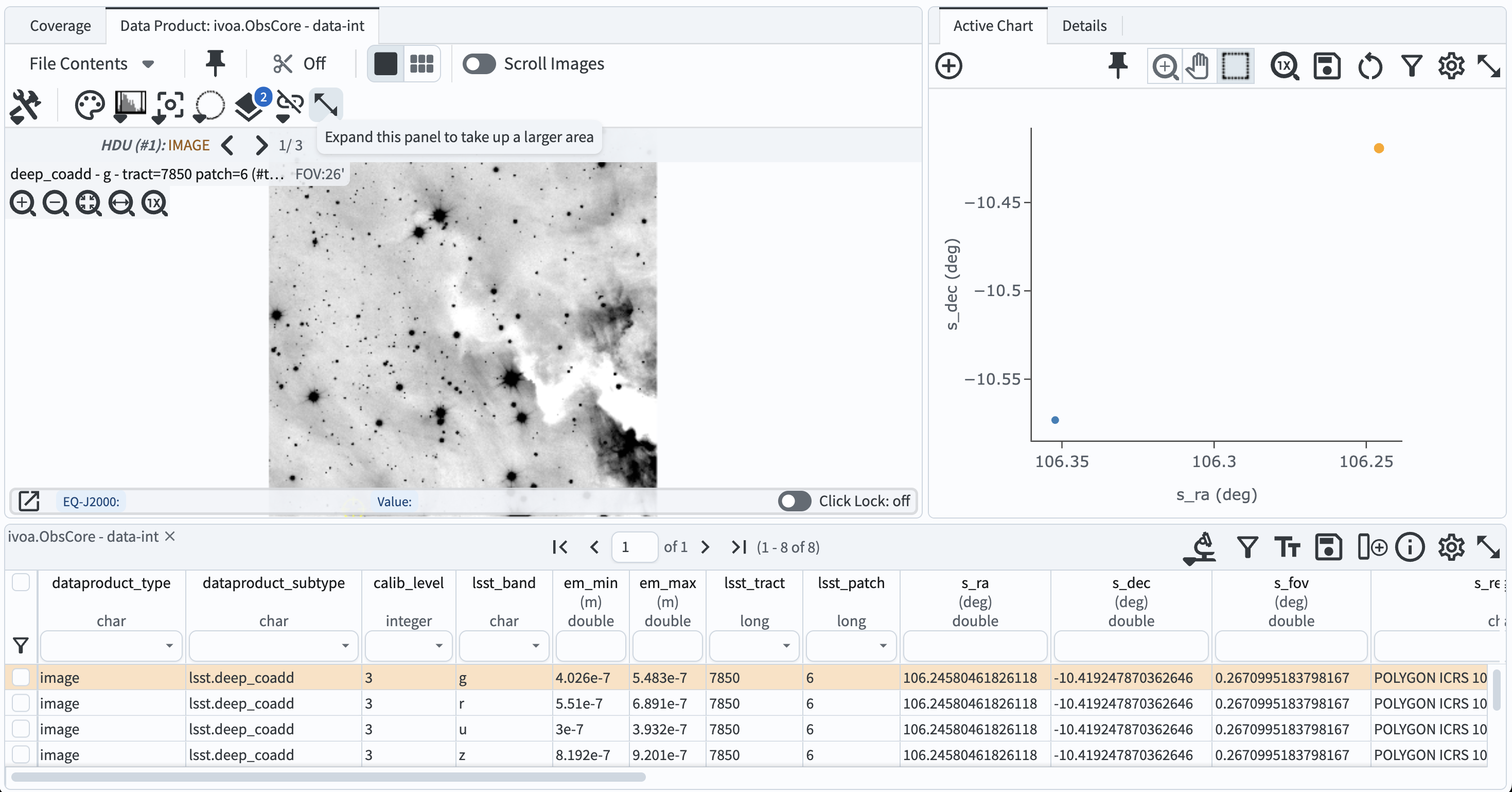 The image query results view interface.